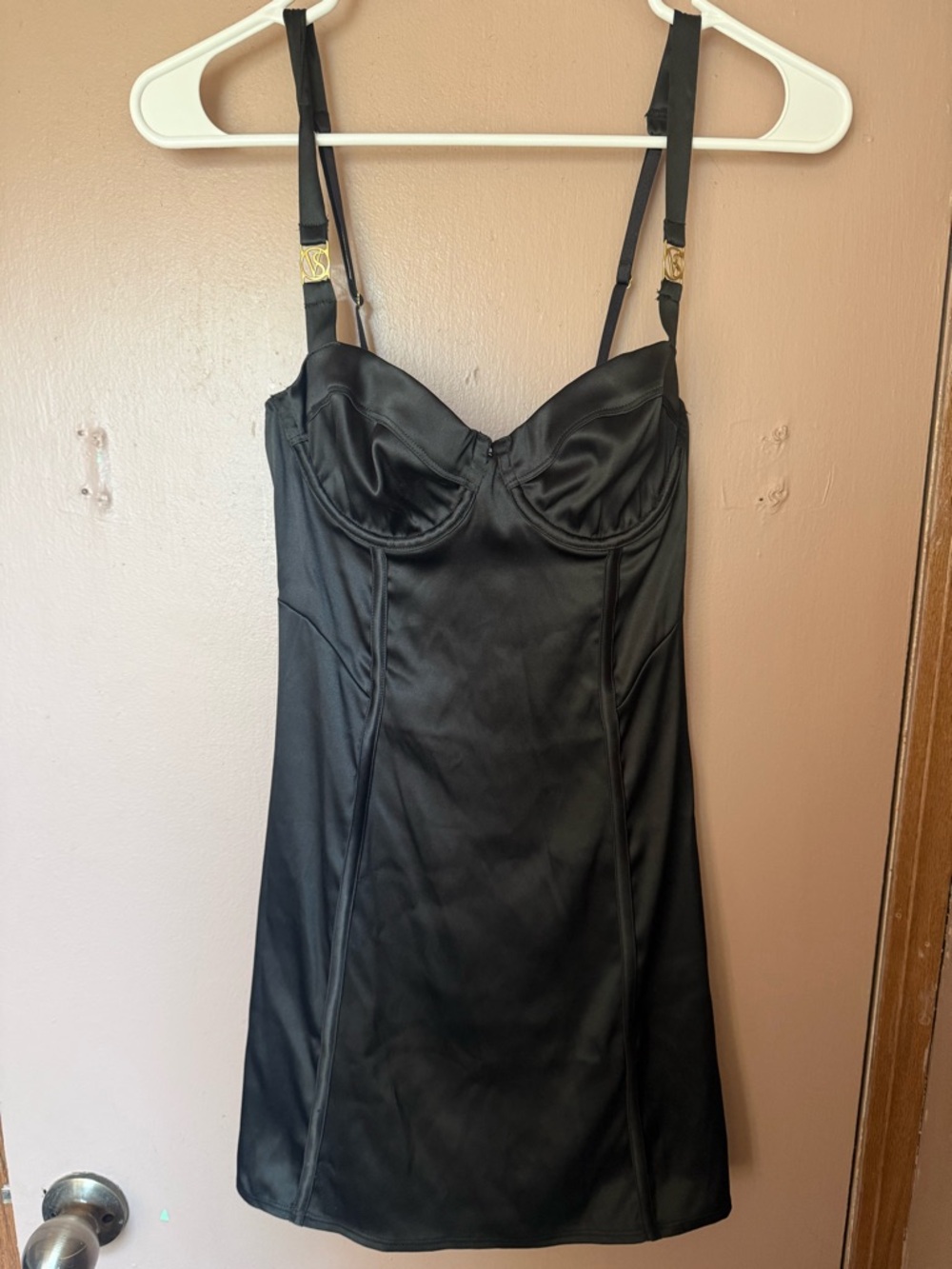 Victoria's Secret Black Satin Bustier Dress